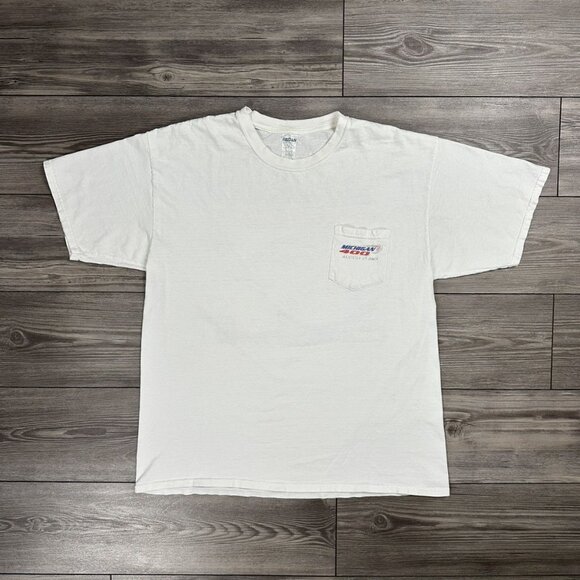 Vintage Y2K Michigan 400 Nascar Pocket T Shirt - Picture 1 of 7